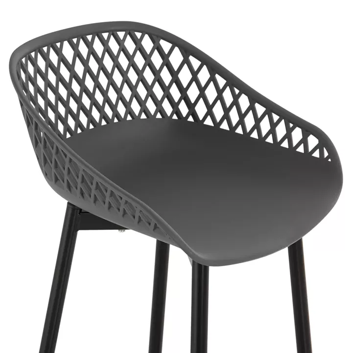 BAR STOOL AVAYA HM8686.20 GREY POLYPROPYLENE-BLACK METAL LEGS 46x48x99Hcm.
