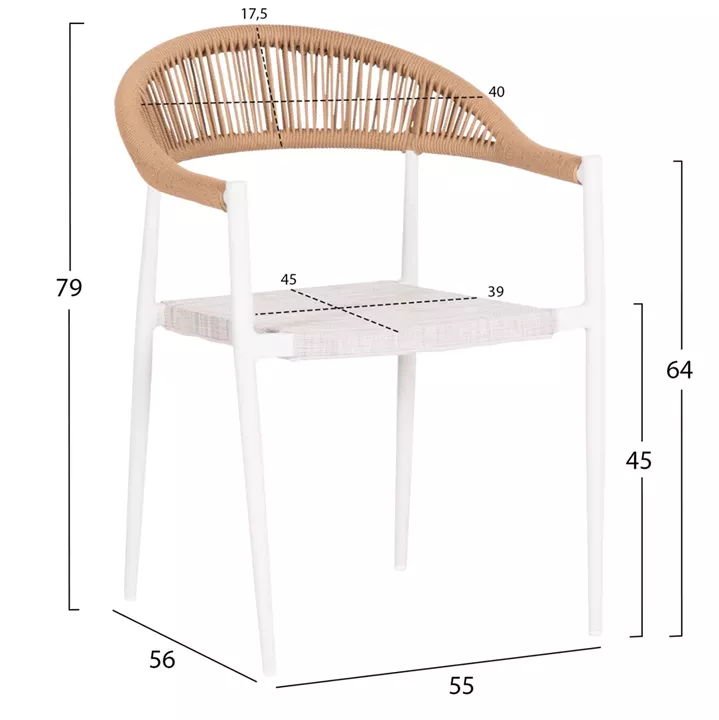 ΠΟΛΥΘΡΟΝΑ BERG HM6284.01 ΑΛΟΥΜΙΝΙΟ & TEXTILENE ΛΕΥΚΟ--P.E.TWISTED RATTAN 55x56x79Υεκ