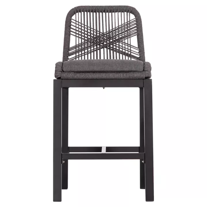 BAR STOOL MEDIUM HEIGHT HOWARD HM5791.23 ALUMINUM IN BLACK--DARK GREY ROPE 47.5x55x94.5Hcm.