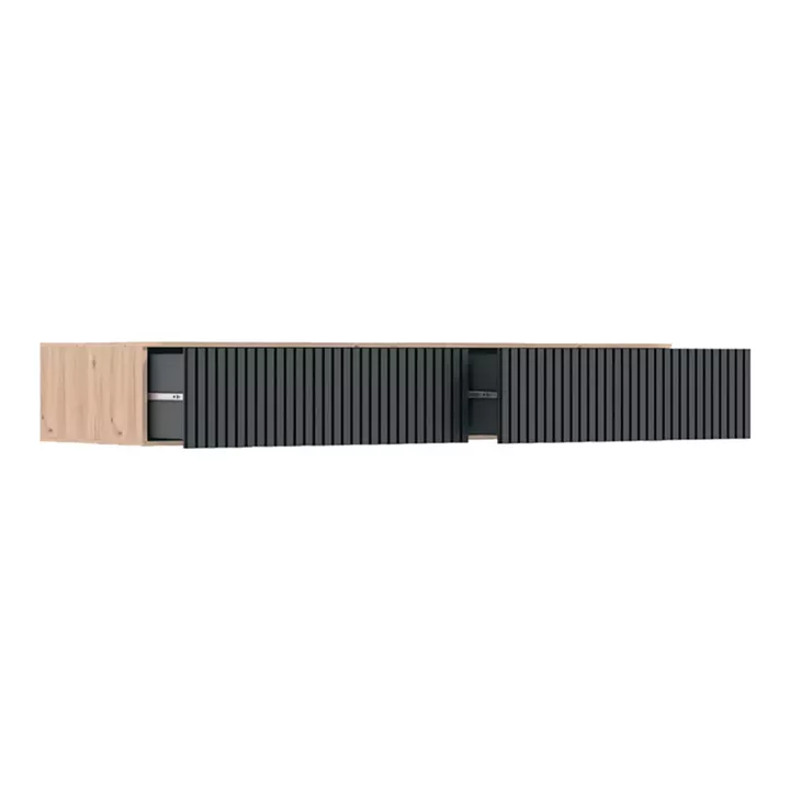 Κονσόλα με 2 συρτάρια Doha pakoworld mdf σε μαύρη με oak απόχρωση 120x41x20cm