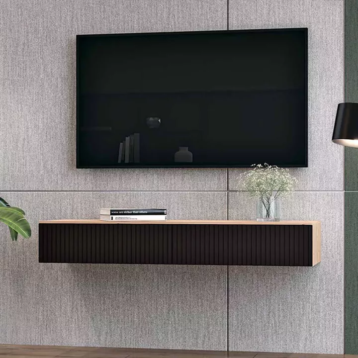 Κονσόλα με 2 συρτάρια Doha pakoworld mdf σε μαύρη με oak απόχρωση 120x41x20cm