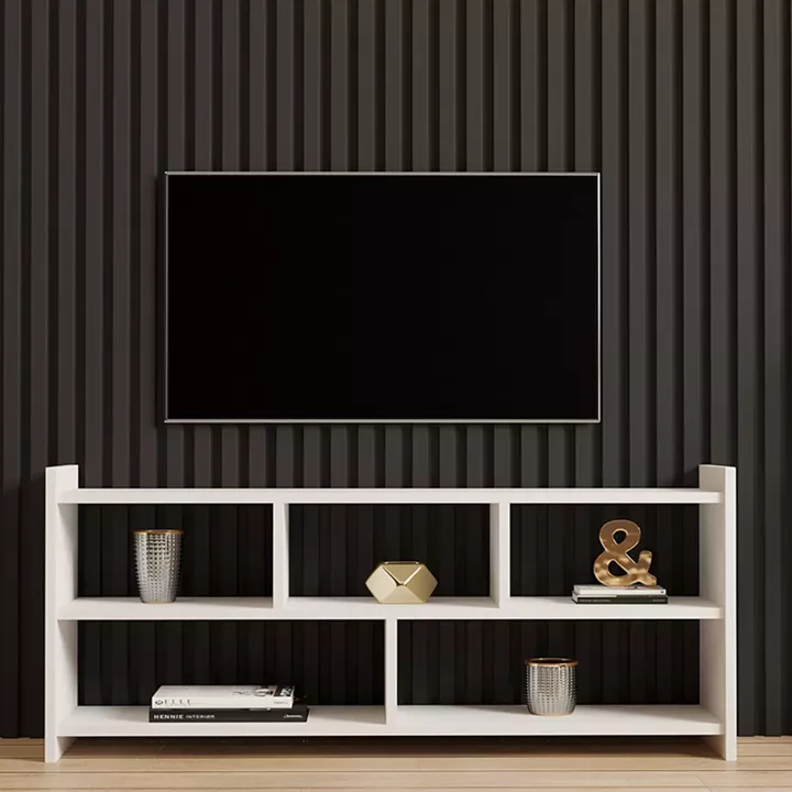 Έπιπλο τηλεόρασης Kapri pakoworld σε λευκή απόχρωση 120x28x55εκ