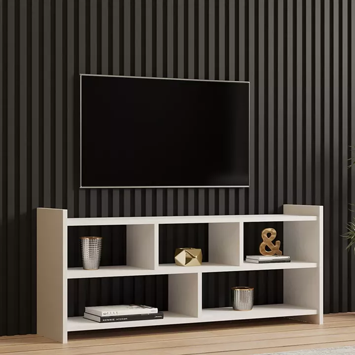 Έπιπλο τηλεόρασης Kapri pakoworld σε λευκή απόχρωση 120x28x55εκ
