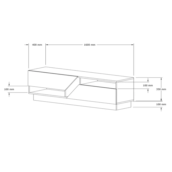 Cogo pakoworld TV cabinet in oak - anthracite shade 160x40x45cm