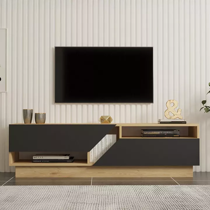Cogo pakoworld TV cabinet in oak - anthracite shade 160x40x45cm