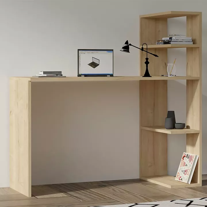 Γραφείο με βιβλιοθήκη Mergo pakoworld σε oak απόχρωση 121x51x75εκ