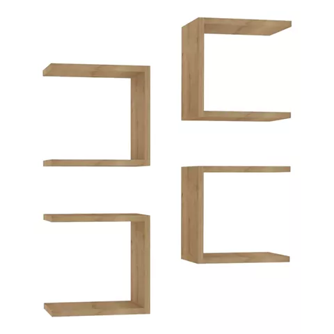 Perari pakoworld 4pcs wall shelf in oak shade 30x19.6x30cm