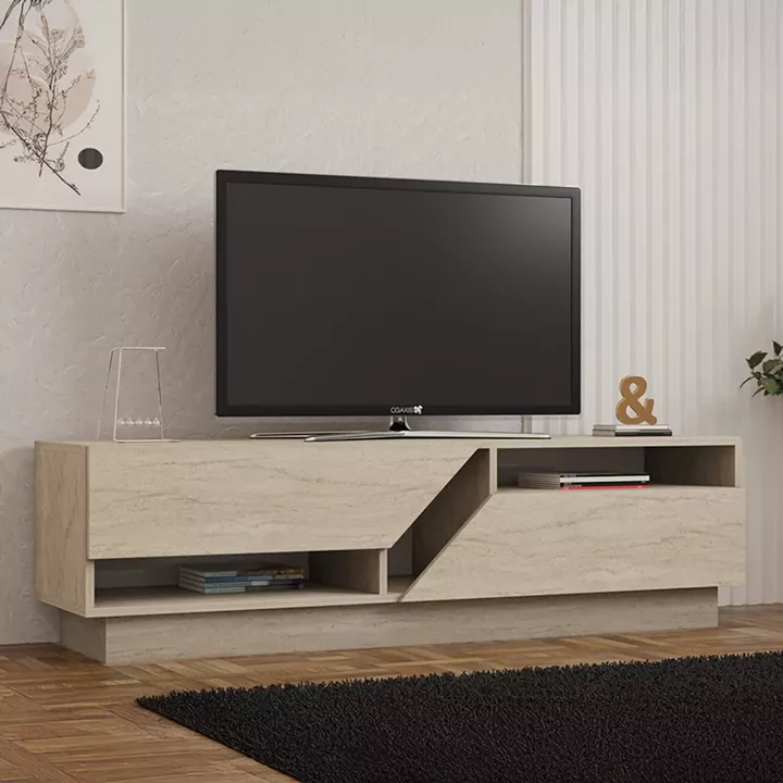 Έπιπλο τηλεόρασης Cogo pakoworld σε όψη τραβερτίνας 160x40x45εκ