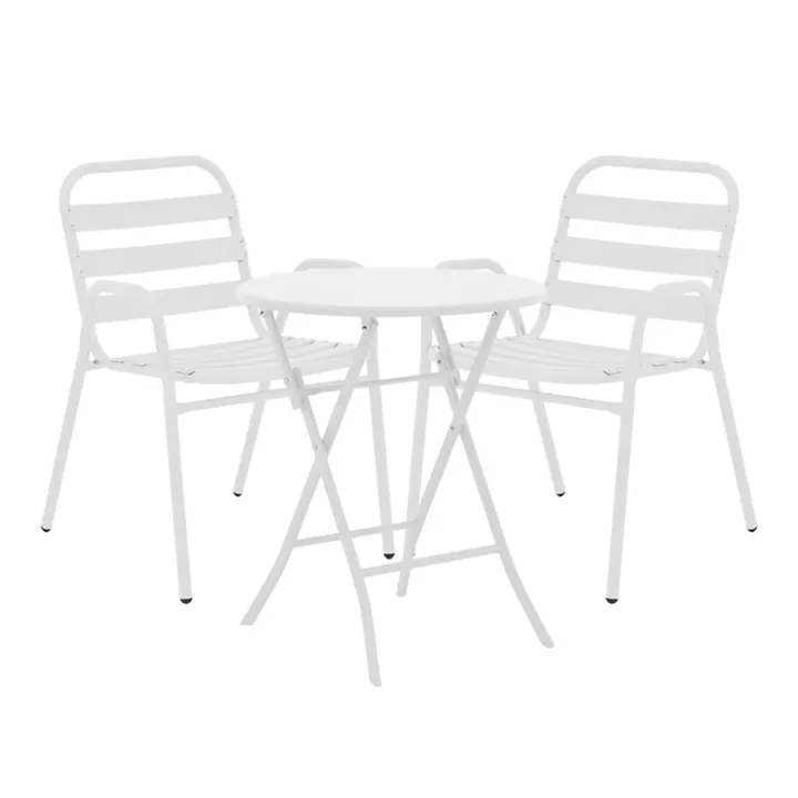 Albero-Sussie pakoworld metal dining table in white shade D60x70cm