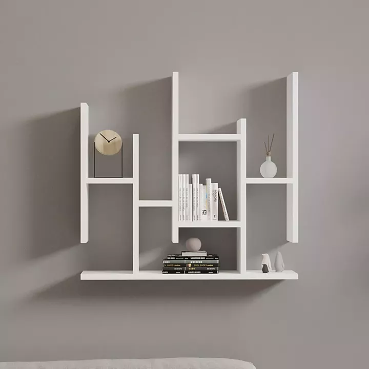 Ραφιέρα τοίχου Bemba pakoworld σε λευκή απόχρωση 70x19,6x68,8εκ