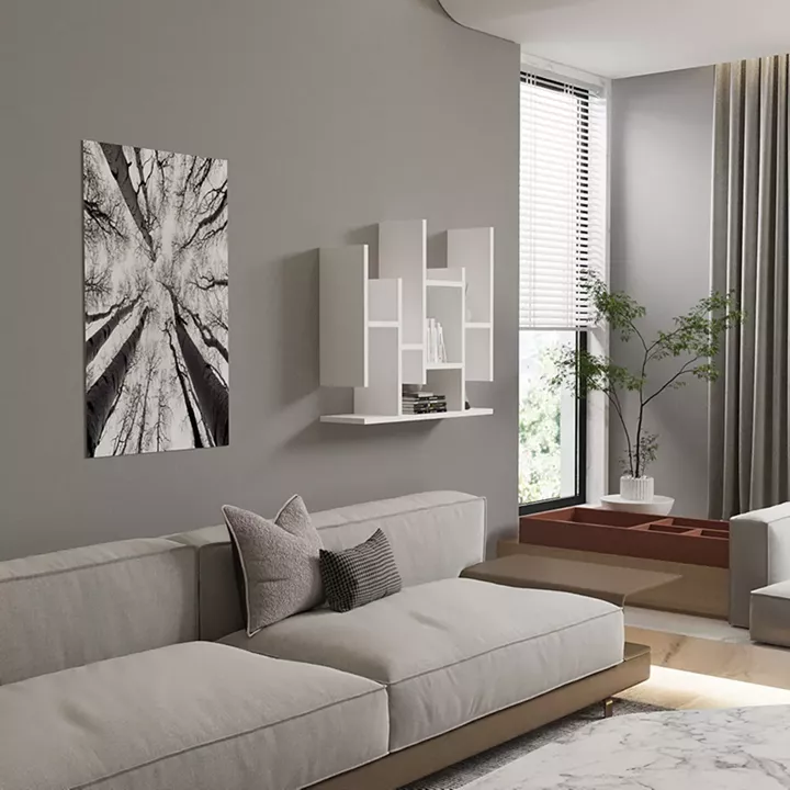 Ραφιέρα τοίχου Bemba pakoworld σε λευκή απόχρωση 70x19,6x68,8εκ