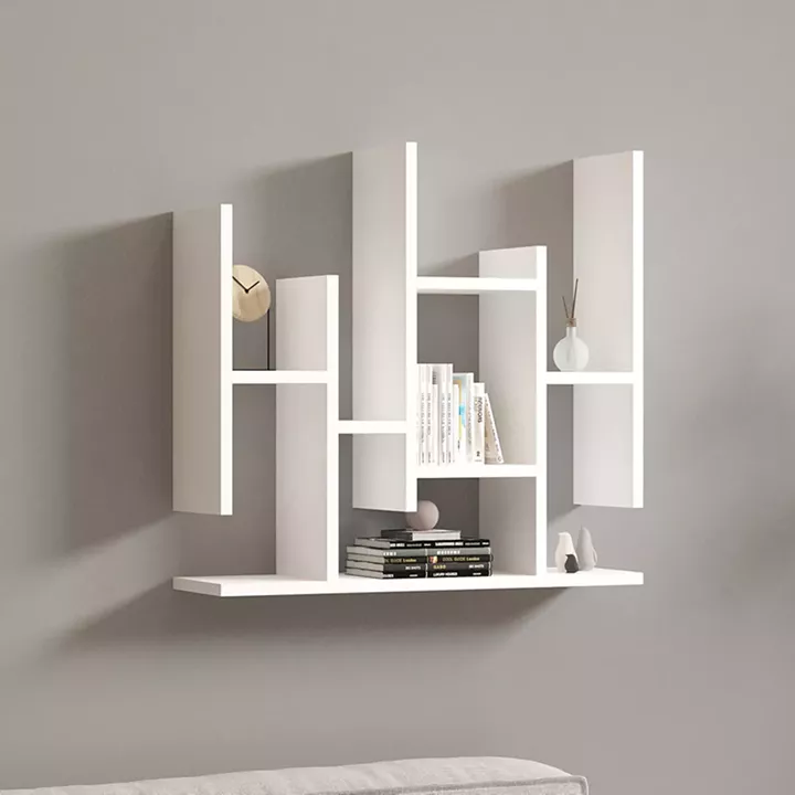 Ραφιέρα τοίχου Bemba pakoworld σε λευκή απόχρωση 70x19,6x68,8εκ
