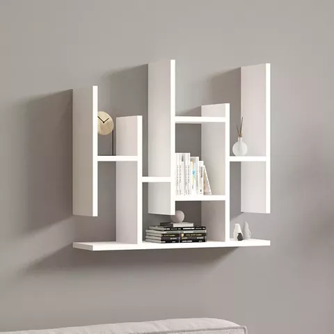 Ραφιέρα τοίχου Bemba pakoworld σε λευκή απόχρωση 70x19,6x68,8εκ