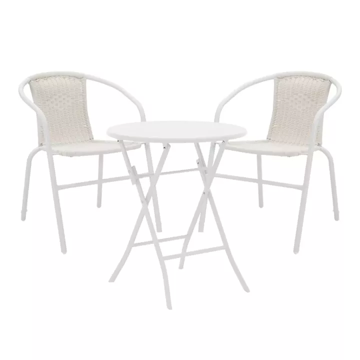 Albero-Obbi pakoworld folding metal dining table in white shade D60x70cm