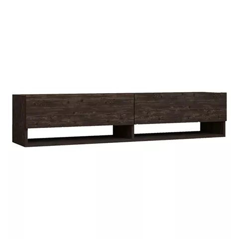 Melosa pakoworld wall-mounted TV cabinet in dark walnut shade 141x30x31cm