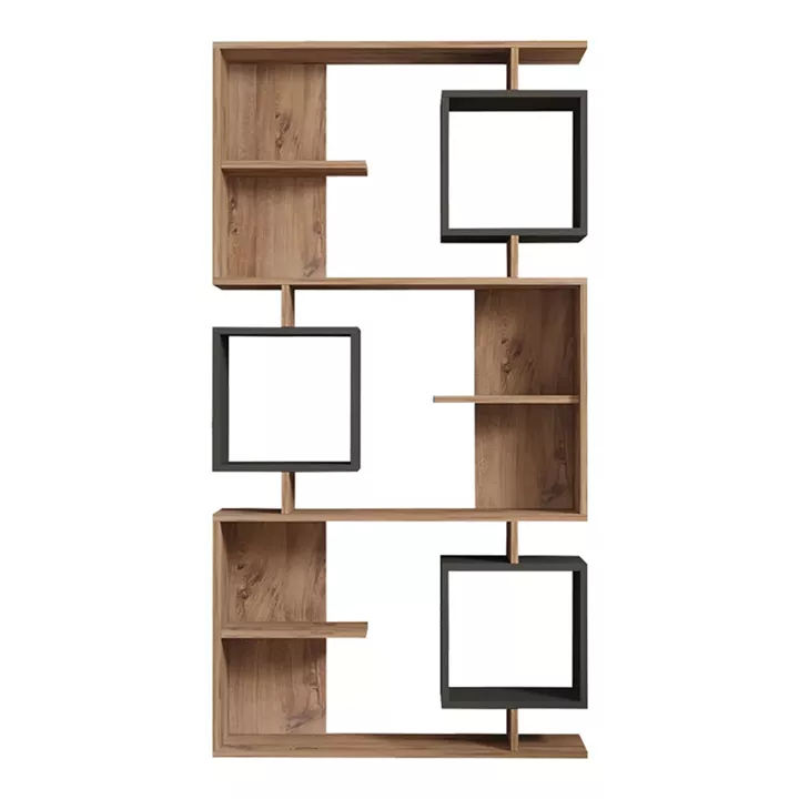 Βιβλιοθήκη Cubix pakoworld σε sonoma-ανθρακί απόχρωση 90x24,6x171,90εκ