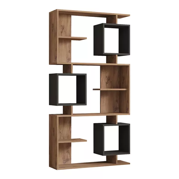 Βιβλιοθήκη Cubix pakoworld σε sonoma-ανθρακί απόχρωση 90x24,6x171,90εκ