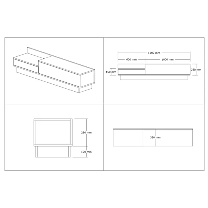 Eclipse pakoworld TV cabinet in sonoma-anthracite shade 160x35x35cm