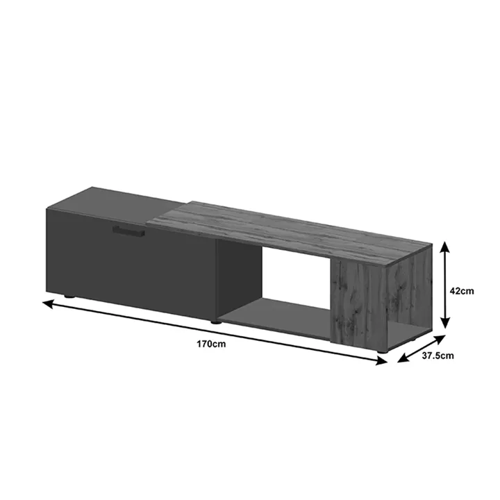 Living room complex Poelfy pakoworld  in dark grey-oak color 170x37.5x42cm