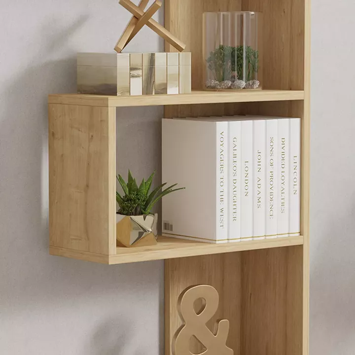 Cascade pakoworld bookcase in oak shade 51.8x22x150cm