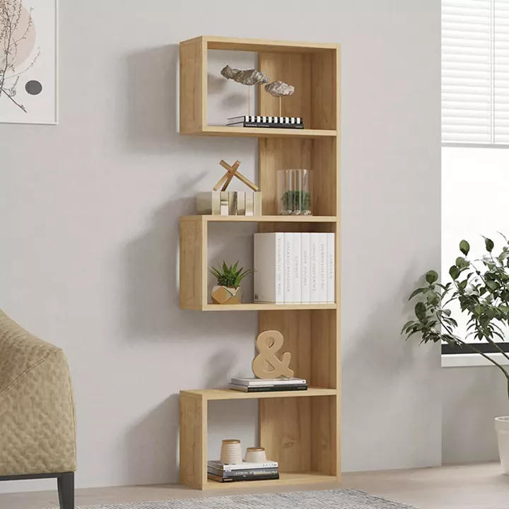 Cascade pakoworld bookcase in oak shade 51.8x22x150cm