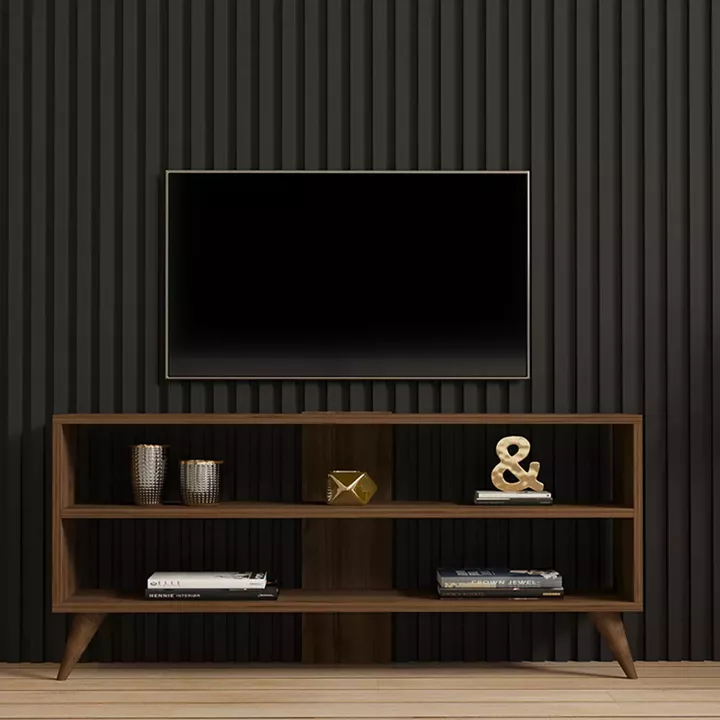 Έπιπλο τηλεόρασης Prestige pakoworld σε καρυδί απόχρωση 120x29,6x50εκ