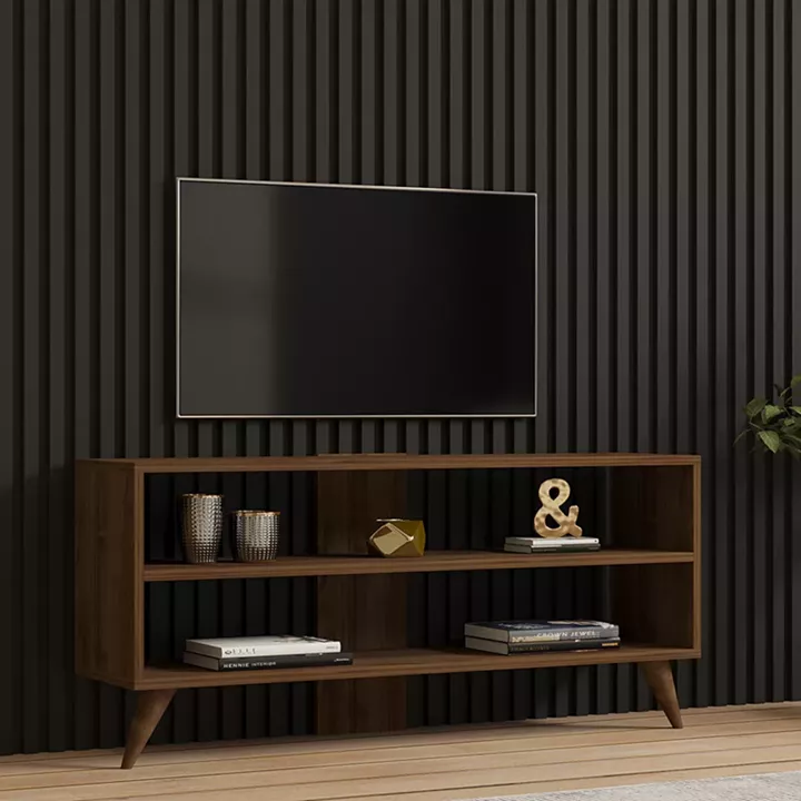 Έπιπλο τηλεόρασης Prestige pakoworld σε καρυδί απόχρωση 120x29,6x50εκ