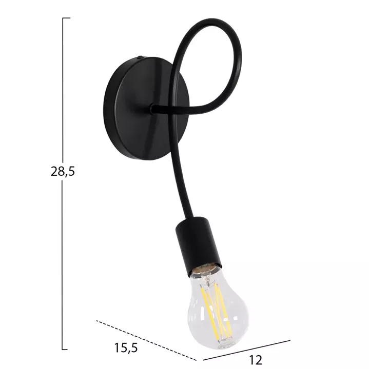 WALL SCONCE FRIDRIK HM7399.11 METAL IN BLACK 12x15.5x28.5Hcm