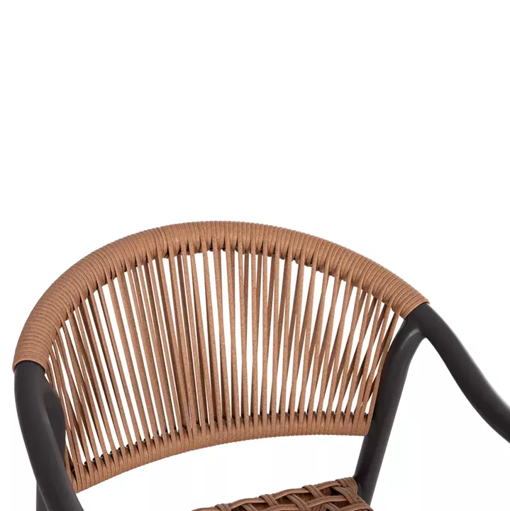 DINING ARMCHAIR KERLY HM6050.10 ALUMINUM IN DARK GREY--P.E.RATTAN IN BEIGE COLOR 54x58.5x76Hcm