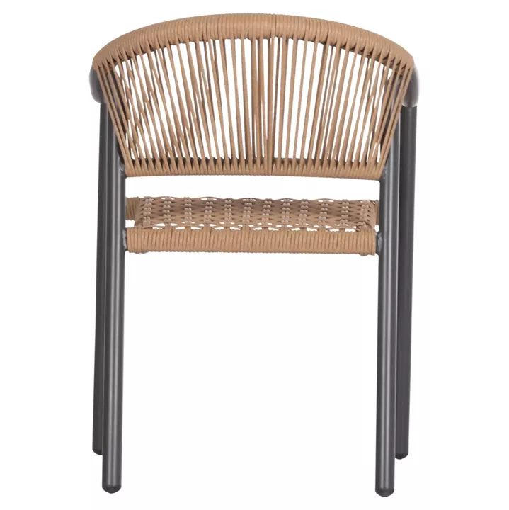 DINING ARMCHAIR KERLY HM6050.10 ALUMINUM IN DARK GREY--P.E.RATTAN IN BEIGE COLOR 54x58.5x76Hcm