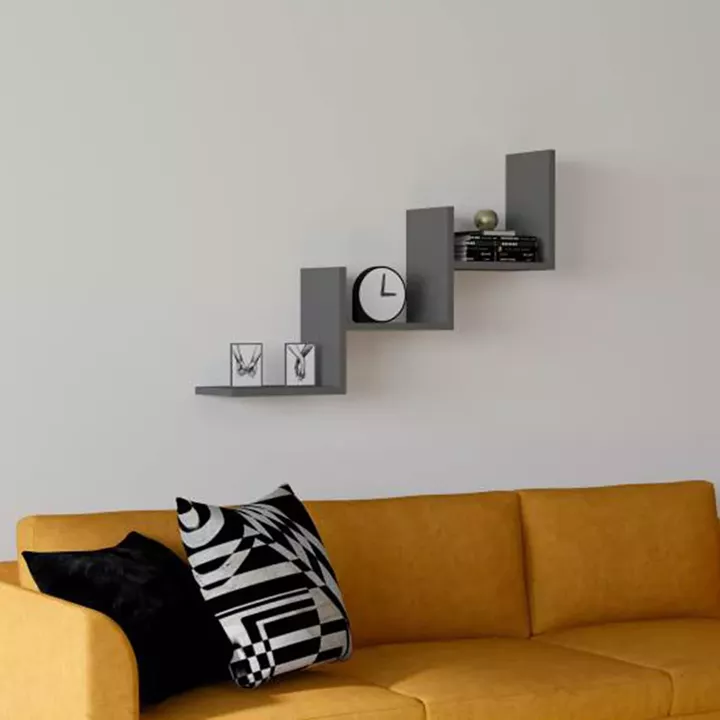 Ραφιέρα τοίχου Mauer pakoworld σε ανθρακί απόχρωση 90x19,6x60εκ