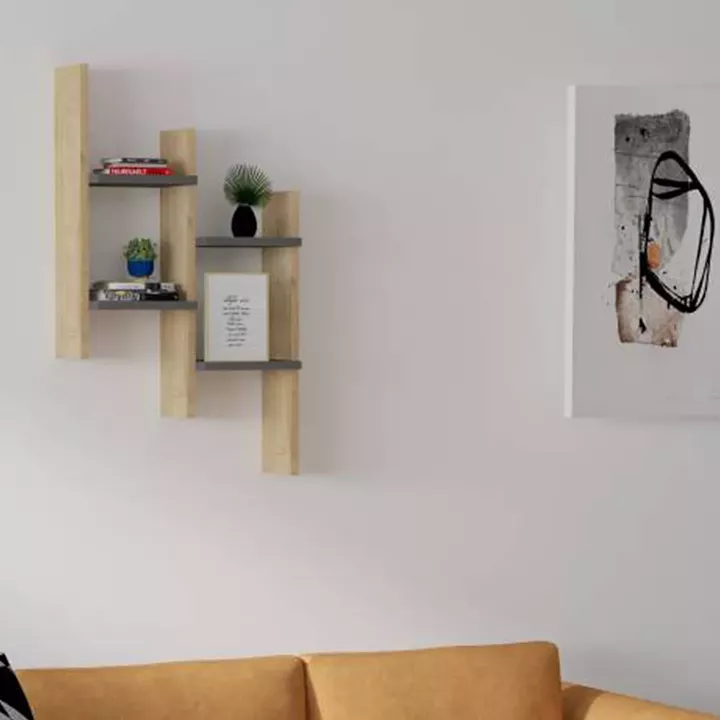 Ραφιέρα τοίχου Tabal pakoworld σε oak απόχρωση 49.4x14.5x85εκ