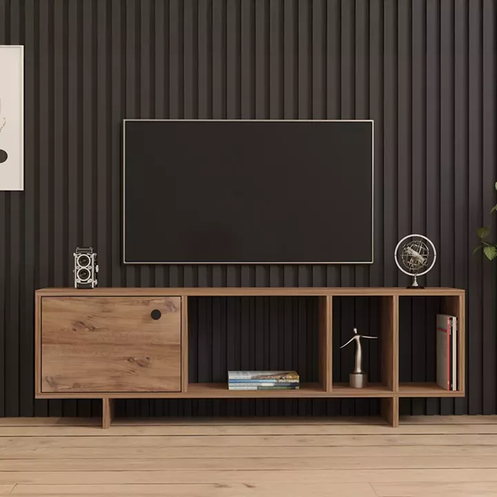Έπιπλο τηλεόρασης Mueble pakoworld σε sonoma απόχρωση 140x29x45εκ