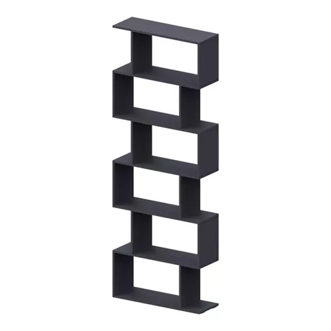 Bookcase Sezen pakoworld  in dark grey color 70x24x191.5cm