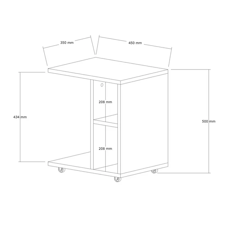 Tamy pakoworld side table on wheels in oak color 45x35x50cm