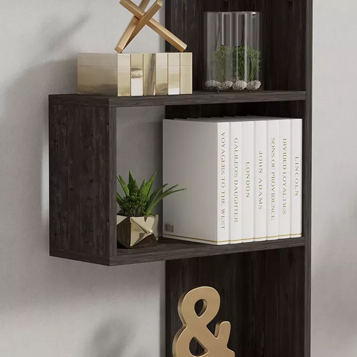 Cascade pakoworld bookcase in dark walnut shade 51.8x22x150cm