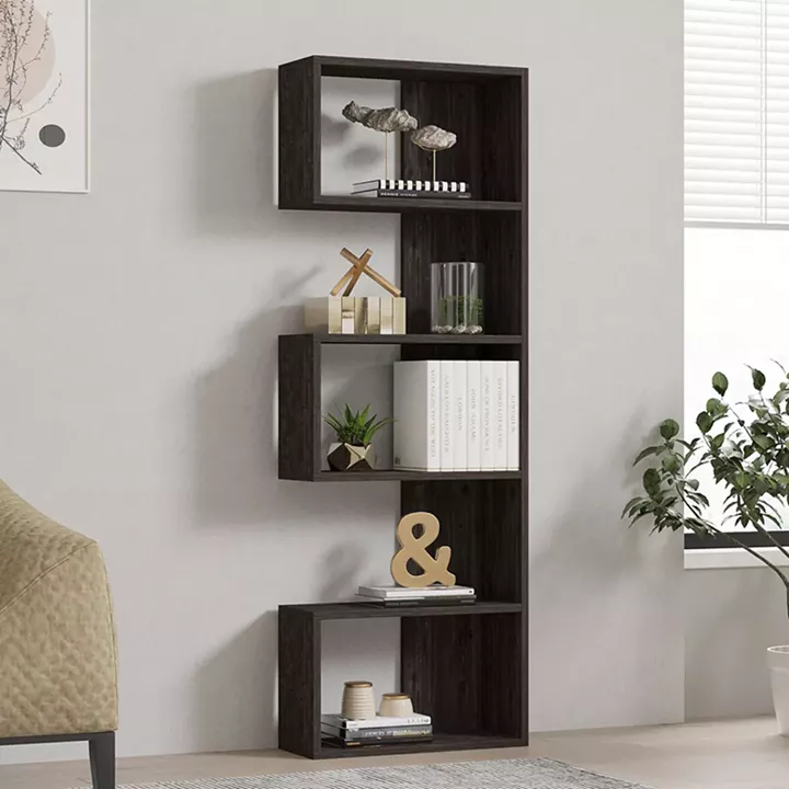 Cascade pakoworld bookcase in dark walnut shade 51.8x22x150cm