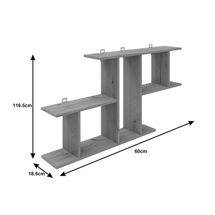 Wall shelf Vertoura pakoworld  in oak color 116x18.5x60cm