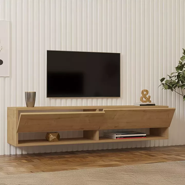 Melosa pakoworld wall-mounted TV cabinet in oak shade 141x30x31cm