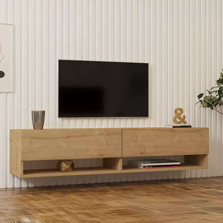 Melosa pakoworld wall-mounted TV cabinet in oak shade 141x30x31cm