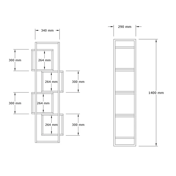 Βιβλιοθήκη Gridur pakoworld σε σκούρο καρυδί απόχρωση 44x29x140εκ