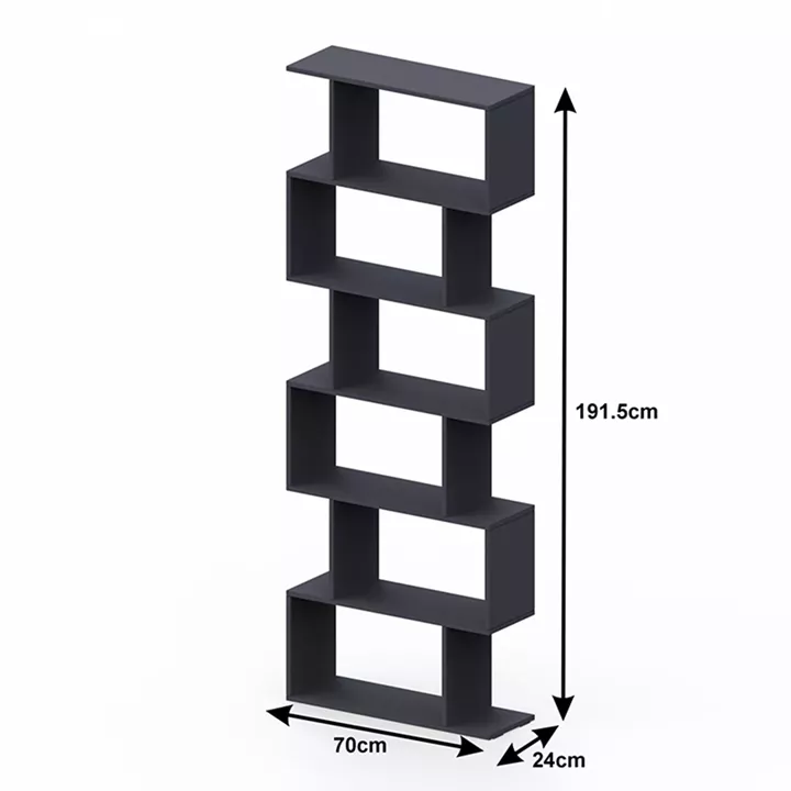 Bookcase Sezen pakoworld in oak color 70x24x191.5cm