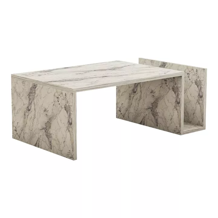 Poko pakoworld coffee table in white-grey marble color 86.8x50x32.4cm