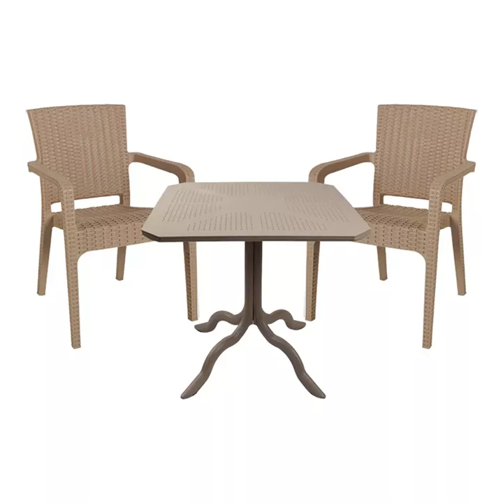 Dining table Icoan-Halcyon pakoworld set of 3 pieces PP in cappuccino color