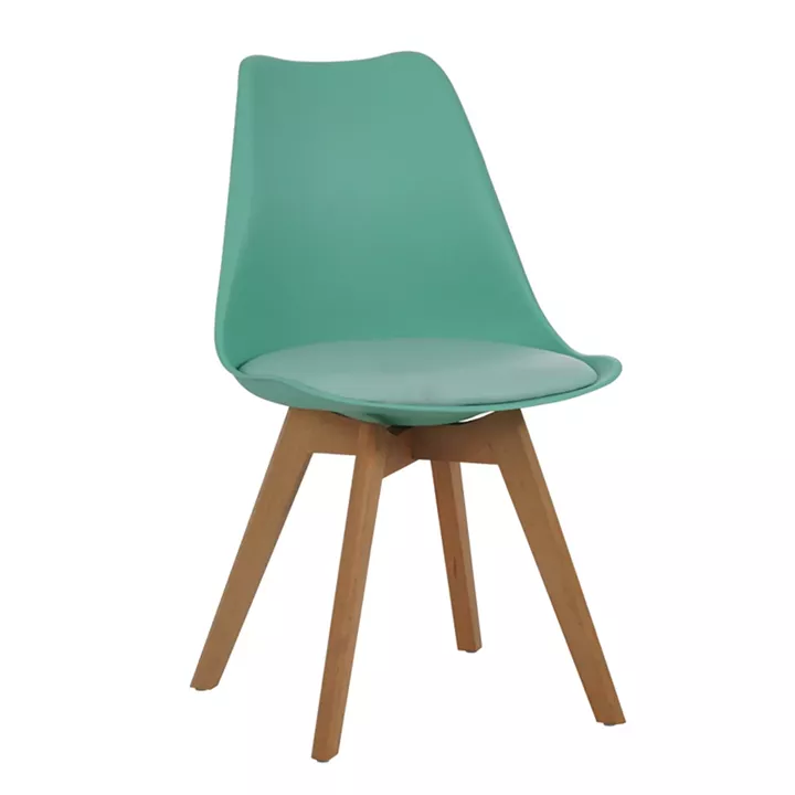 Chair Gaston pakoworld pp-pu in teal color with natural colored wooden leg 48.5x53.5x83cm