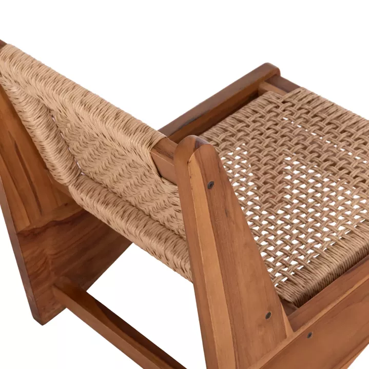 LOUNGE CHAIR LUKILLA HM9913 TEAK WOOD IN NATURAL--SYNTHETIC ROPE IN BEIGE 55.5x74x65Hcm.