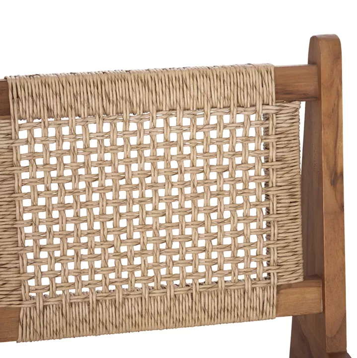 LOUNGE CHAIR LUKILLA HM9913 TEAK WOOD IN NATURAL--SYNTHETIC ROPE IN BEIGE 55.5x74x65Hcm.