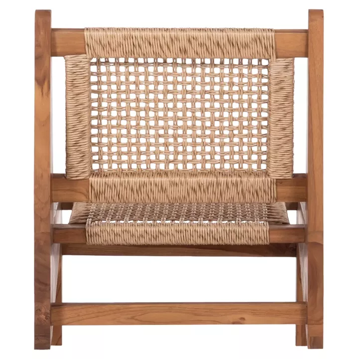 LOUNGE CHAIR LUKILLA HM9913 TEAK WOOD IN NATURAL--SYNTHETIC ROPE IN BEIGE 55.5x74x65Hcm.