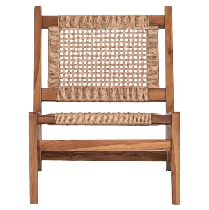 LOUNGE CHAIR LUKILLA HM9913 TEAK WOOD IN NATURAL--SYNTHETIC ROPE IN BEIGE 55.5x74x65Hcm.