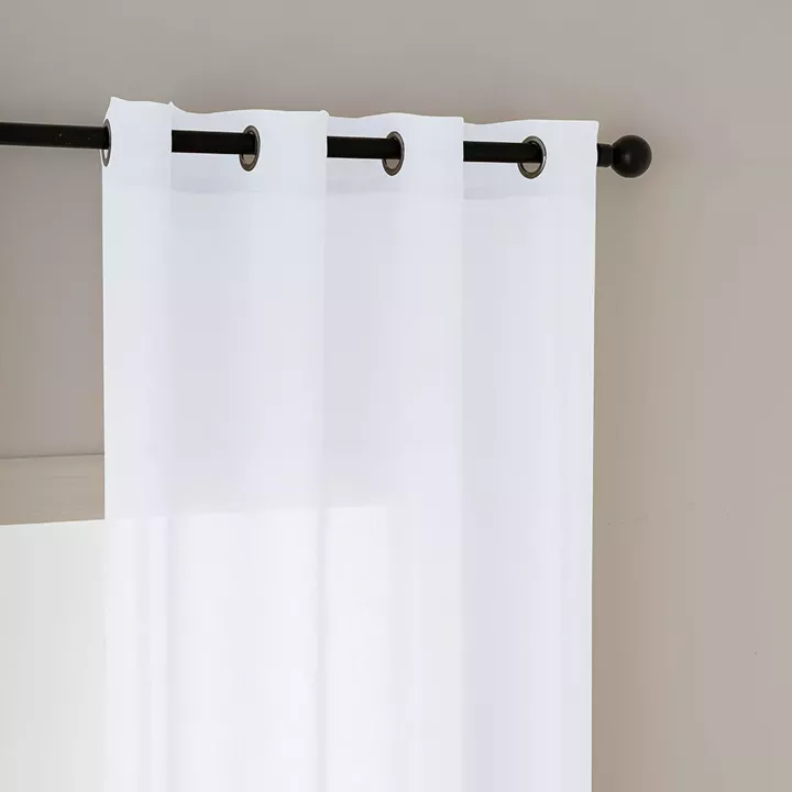 Beauty Home Κουρτίνα γάζα μονόχρωμη με 8 μεταλλικούς κρίκους Fit Art 8447 140x270 Λευκό